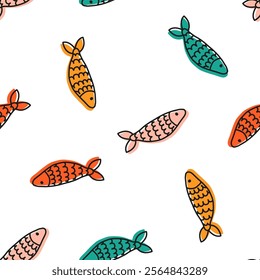 Seamless pattern with colorful fish