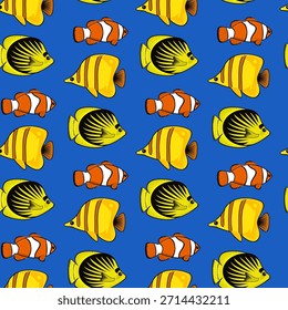 Patrón sin fisuras con peces de colores