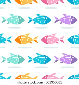 Seamless pattern with colorful fish icons