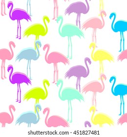 Seamless pattern with colorful flamingo. Vector