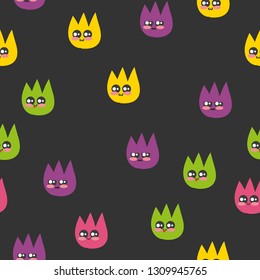 Seamless pattern with colorful fleas. Vector.