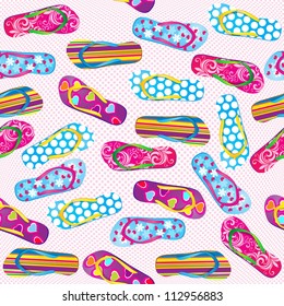 Seamless pattern with colorful flip flops / Seamless pattern with colorful  beach slippers