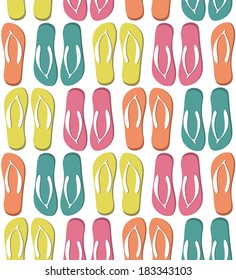 Seamless pattern with colorful flip flops