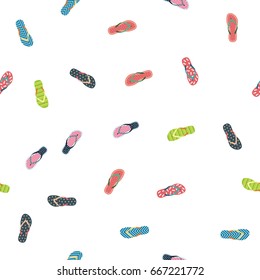 Seamless Pattern with Colorful Flip Flops, vector Illustration. Summer Decorative Element - Wrapping Paper, Background, Fashion Design