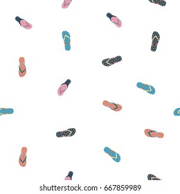 Seamless Pattern with Colorful Flip Flops, vector Illustration. Summer Decorative Element - Wrapping Paper, Background, Fashion Design