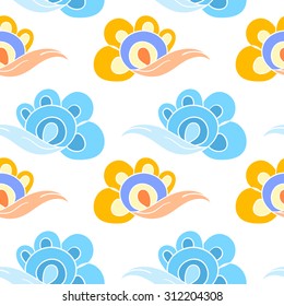 seamless pattern with colorful  floral elements on the white background