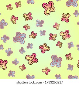 Seamless pattern with colorful floral pattern. Hand drawn doodle isolated on white background. Vector illustration for badge, logo, sticker, print.
