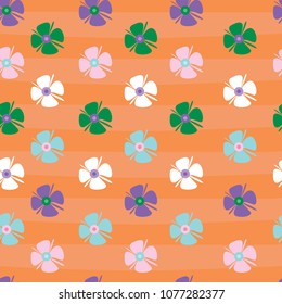 seamless pattern colorful floral in orange background