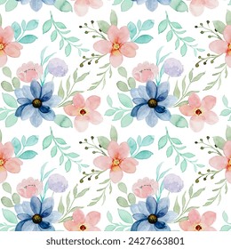 Seamless pattern of colorful floral with watercolor for background, fabric, textile, fashion, wallpaper, wedding, banner, sticker, decoration etc.
