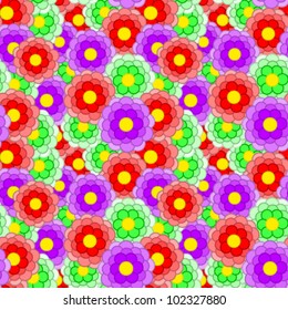 Seamless pattern of colorful flower buds, multi colored vector illustration