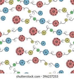 Seamless pattern of colorful flower buds