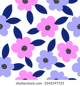 Modelo inconsútil con la flor colorida. Lindo patrón floral dibujado a mano para su tela, fondo de verano, Fondo de pantalla, telón de fondo, textil.	