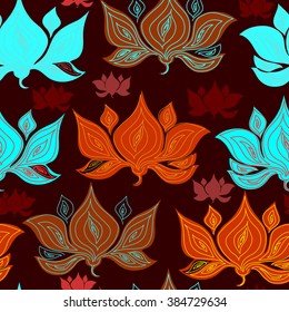 Seamless pattern with colorful flower. Hand drawn floral texture. Can be used for wallpaper, web page background, wrapping, textile and scrapbook.