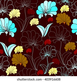 Seamless pattern with colorful flower. Hand drawn floral texture. Can be used for wallpaper, web page background, wrapping, textile and scrapbook.
