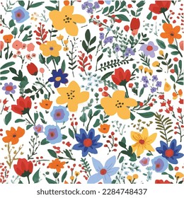 Seamless pattern colorful flower on white background. high quality vector