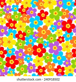 Seamless, pattern  of colorful flower on a white  background, vector illustration