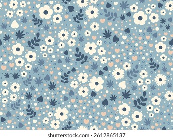 seamless pattern colorful flower on light blue background.