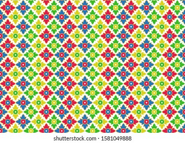 Seamless pattern in colorful flower styles