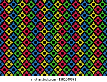 Seamless pattern in colorful flower styles