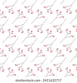 Seamless pattern of colorful flowering branches. Abstract backdrop texture for wrapping or wallpaper