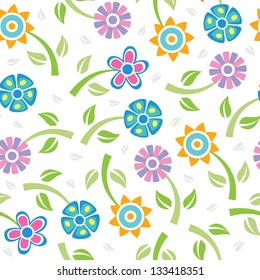 Seamless pattern with colorful flowers