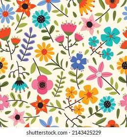 Seamless Pattern With Colorful Flowers