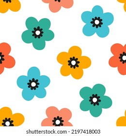 Patrón sin foco con flores coloridas