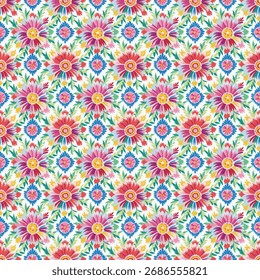 seamless pattern with colorful flowers