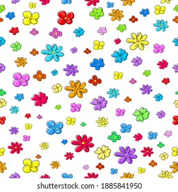 Seamless pattern of colorful flowers background. Vector of spring floral background.