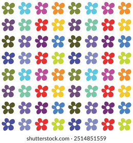 Seamless pattern of colorful flowers for background, card, textile, wallpaper, curtains, wrapping paper, cloth, fashion.