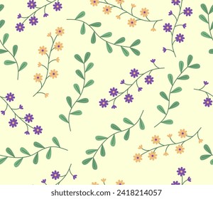 Seamless Pattern of Colorful Flowers Blooming for Floral Motif Pattern Concept Background