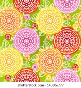 Seamless pattern with colorful flowers. Bright background.