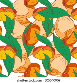 Seamless pattern of colorful flowers. Hand drawn nature background. Texture design for textile, wallpapers, web, decor.