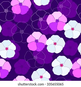 Seamless pattern with colorful flowers. Hand drawn floral background. Artwork for textiles, fabrics, souvenirs, packaging and greeting cards.