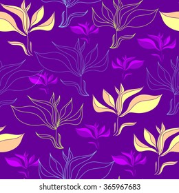 Seamless pattern with colorful flowers. Hand drawn floral background. Artwork for textiles, fabrics, souvenirs, packaging and greeting cards.