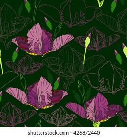 Seamless pattern with colorful flowers. Hand drawn floral texture. Artwork for textiles, fabrics, souvenirs, packaging and greeting cards.