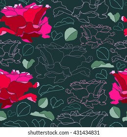 Seamless pattern with colorful flowers. Hand drawn floral texture. Artwork for textiles, fabrics, souvenirs, packaging and greeting cards.