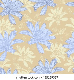 Seamless pattern with colorful flowers. Hand drawn floral texture. Artwork for textiles, fabrics, souvenirs, packaging and greeting cards.