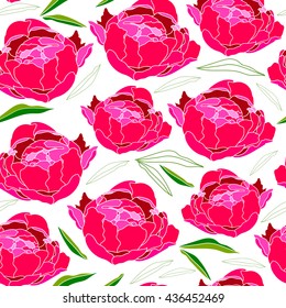 Seamless pattern with colorful flowers. Hand drawn floral texture.