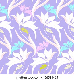Seamless pattern with colorful flowers. Hand drawn floral texture. 