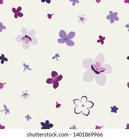 Seamless pattern of colorful flowers on a white background in Hawaiian style