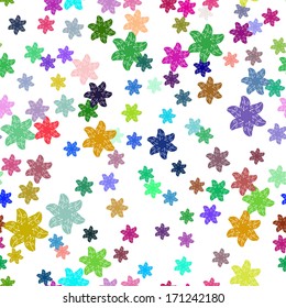 seamless pattern with colorful flowers on white background