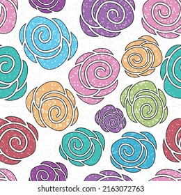 Patrón sin foco con flores coloridas sobre un fondo transparente. Vector eps 10 