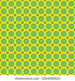 patrón ininterrumpido con flores coloridas sobre fondo verde, ilustración vectorial