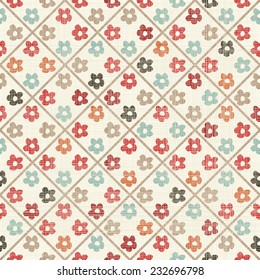seamless pattern with colorful flowers on texture background