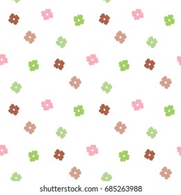 Seamless Pattern of Colorful Flowers on White Background