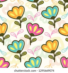 Seamless pattern with colorful flowers - Vector