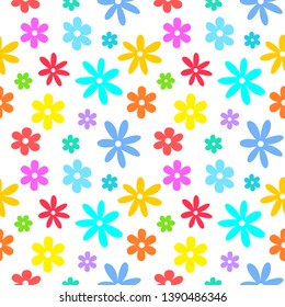 Seamless pattern with colorful flowers. Vector illustration.