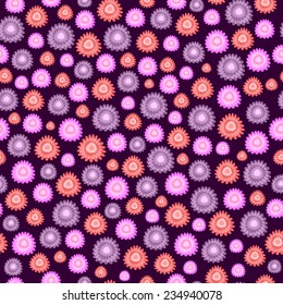 Seamless pattern of colorful flowers. Vector Illustration