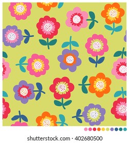 Seamless pattern of colorful flowers vector